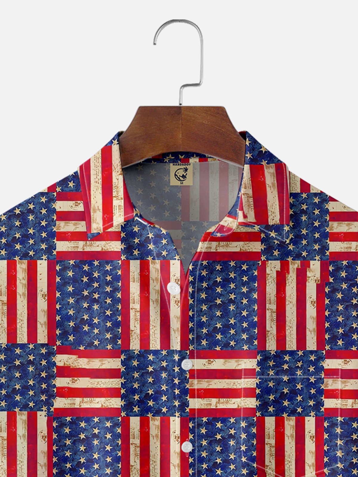 Moisture Wicking American Flag Chest Pocket Hawaiian Shirt