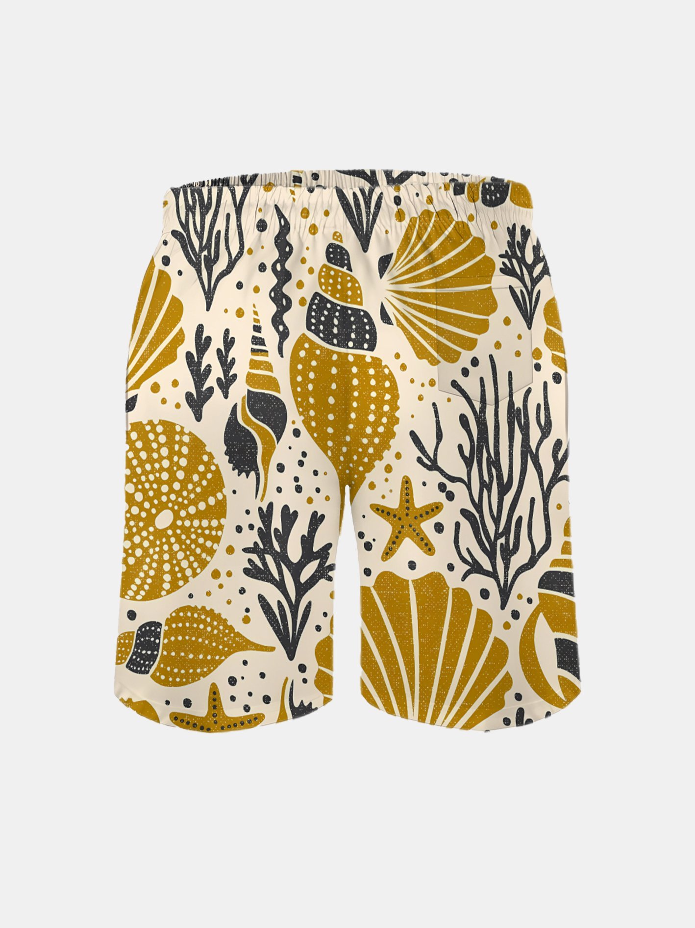 Men's Swim Trunks Hawaiian Marine Life Beach Shorts with Pockets
