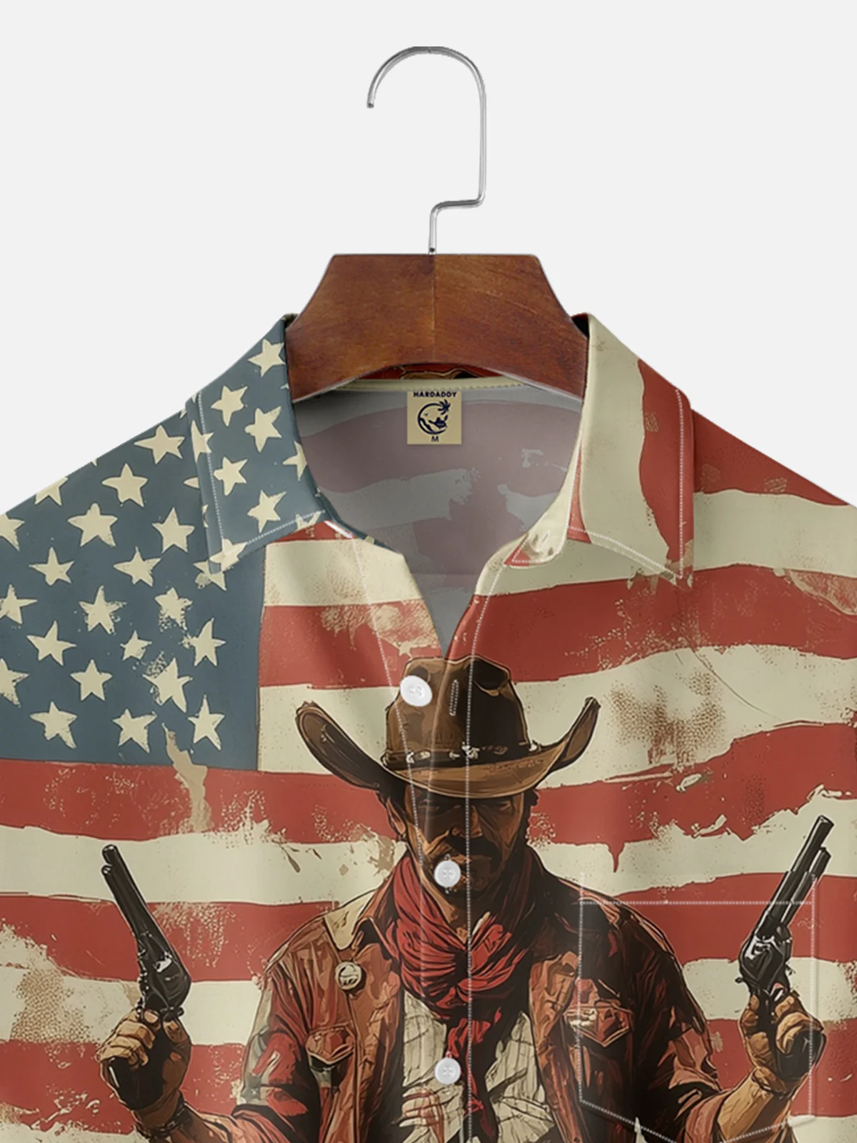 Moisture-wicking American Flag Western Cowboy Chest Pocket National Patriotic Shirt