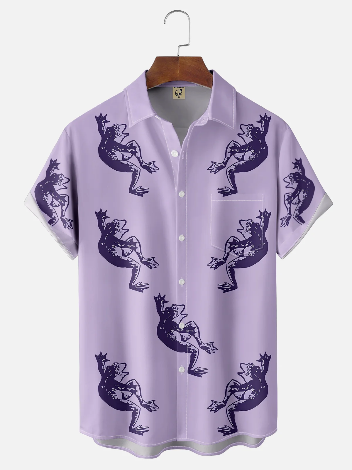Moisture-wicking Fun and Avant-garde Frog Chest Pocket Hawaiian Shirt