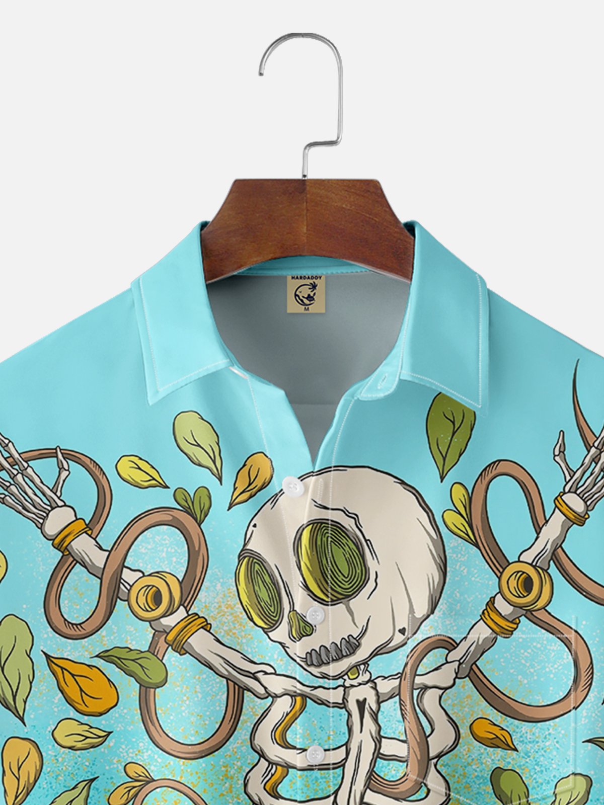 Hardaddy X Artist Woulstain Creado Moisture-wicking Plant Vines Fun Skeleton Chest Pocket Casual Shirt