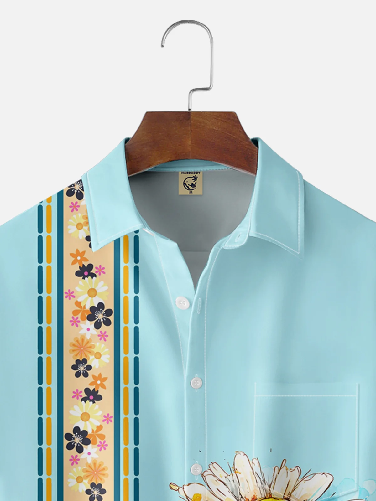 Moisture-wicking Floral Chest Pocket Bowling Shirt