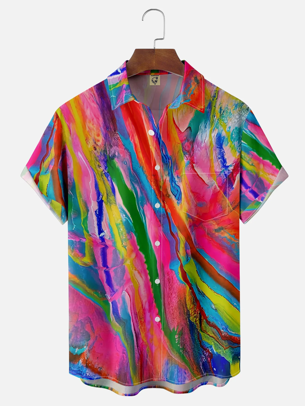 Moisture-wicking Gradient Color Chest Pocket Casual Shirt