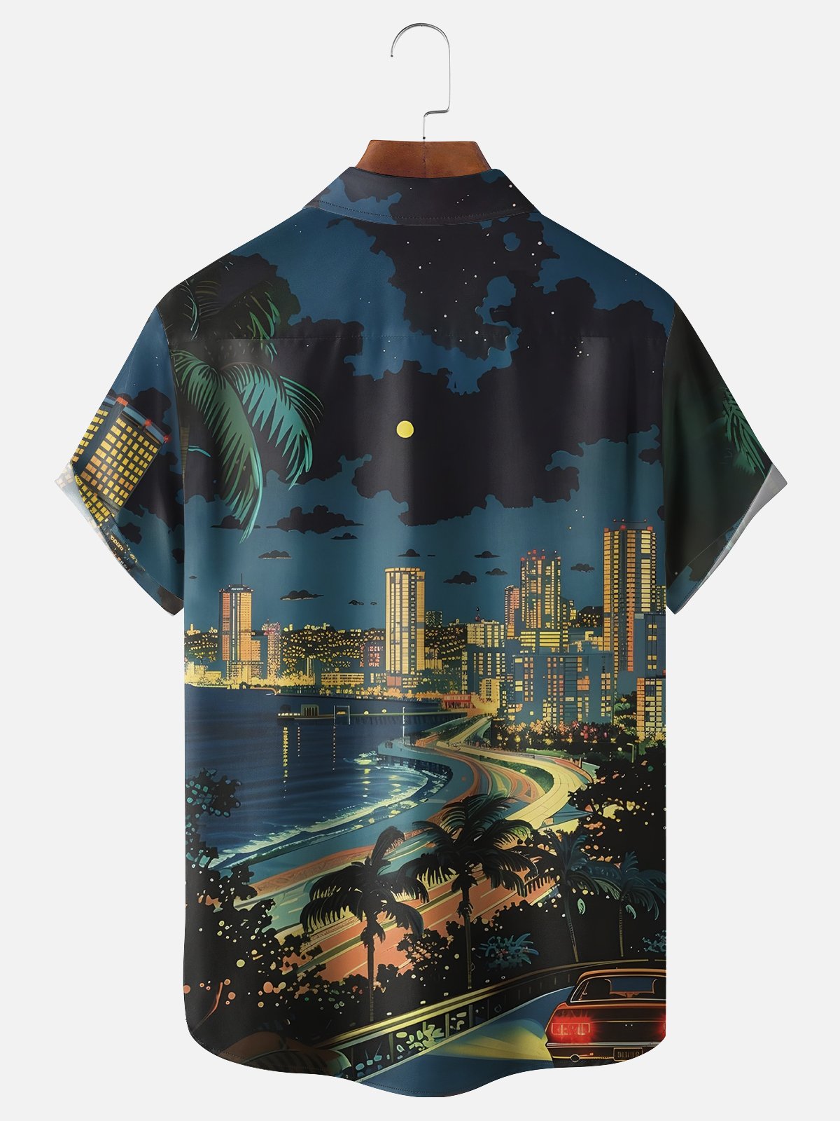 Hardaddy X Artist Clayziq Moisture-wicking Beach Building Scenery Chest Pocket Hawaiian Shirt