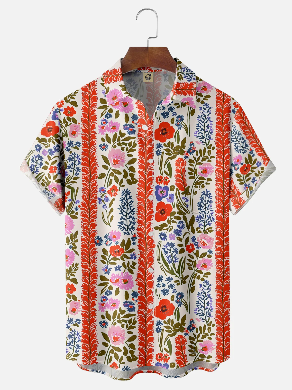 Moisture-wicking Tropical Floral Chest Pocket Hawaiian Shirt