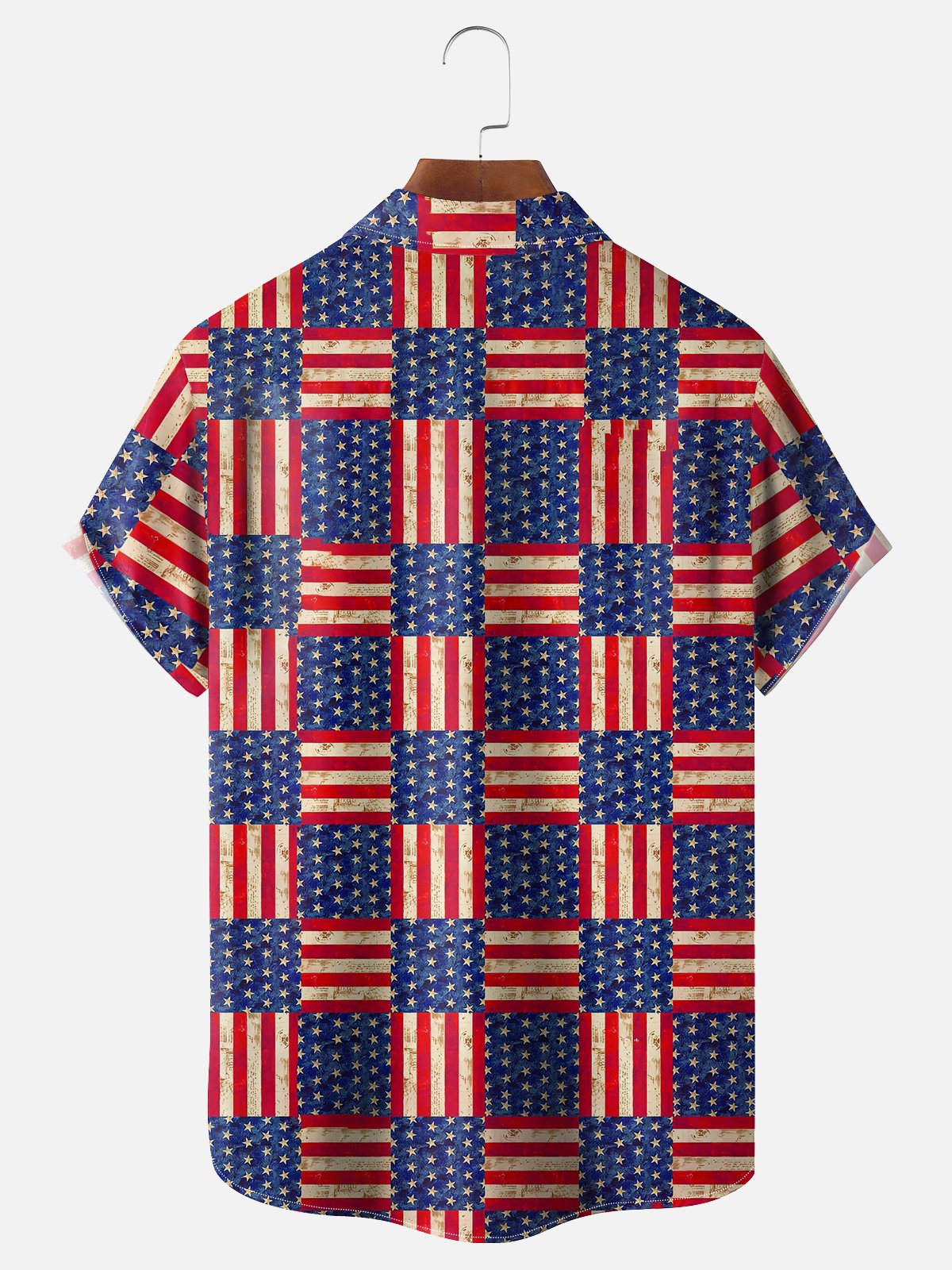 Moisture Wicking American Flag Chest Pocket Hawaiian Shirt