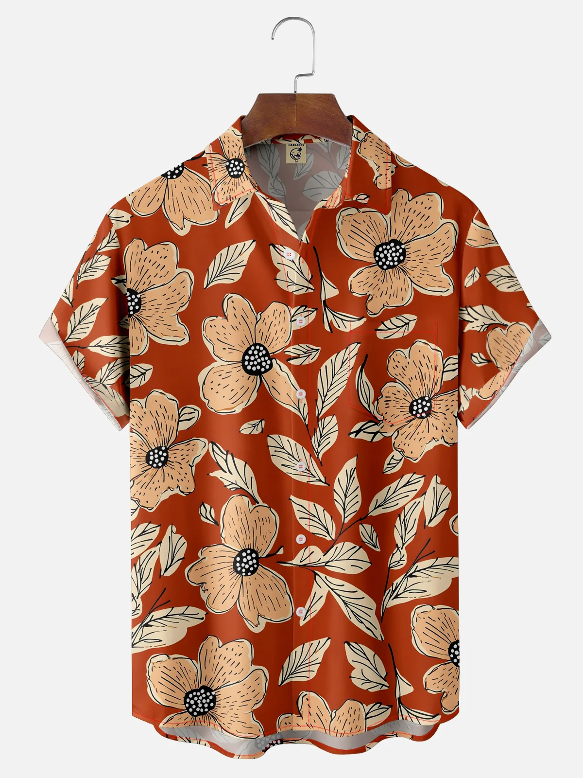 Moisture-wicking Floral Chest Pocket Hawaiian Shirt