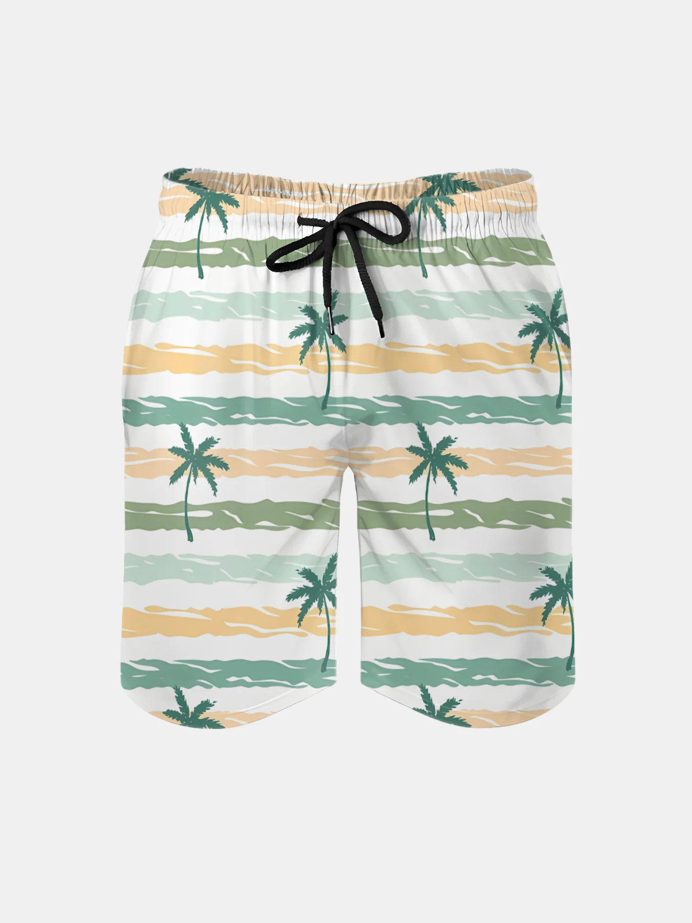 Men's Swim Trunks Hawaiian Tropical Palm Tree Beach Shorts with Pockets