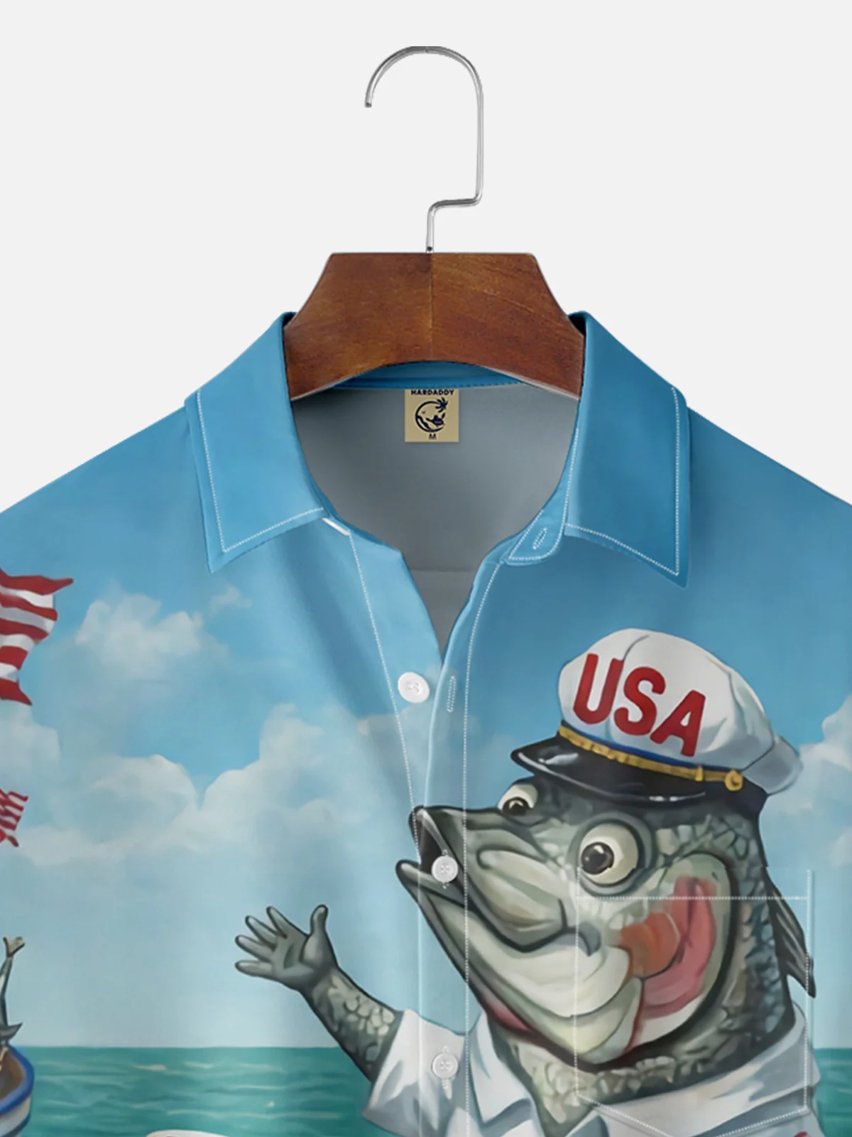 Moisture Wicking American Gulf Fishing Chest Pocket Hawaiian Shirt
