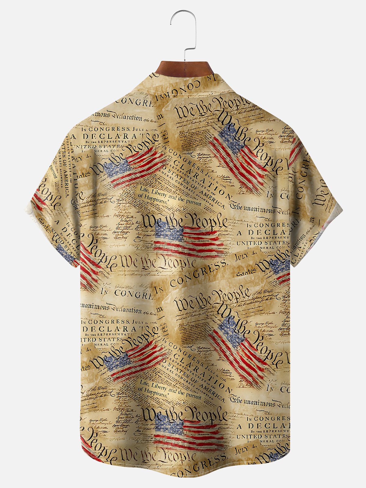 Moisture Wicking Independence Day American Flag Chest Pocket Hawaiian Shirt