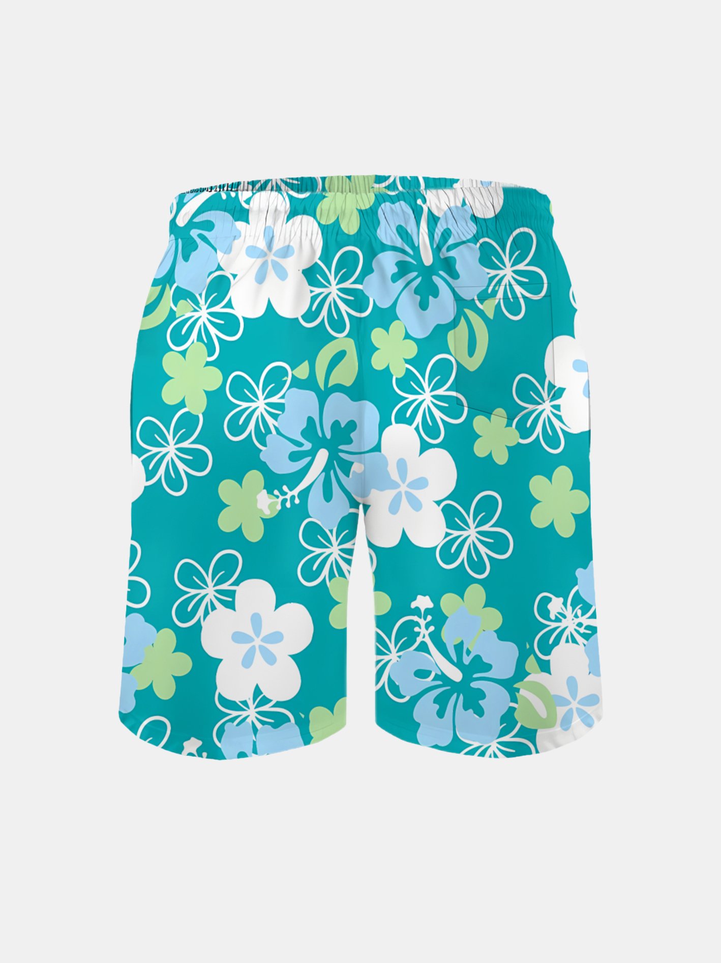 Men's Swim Trunks Hawaiian Tropical Floral Beach Shorts with Pockets