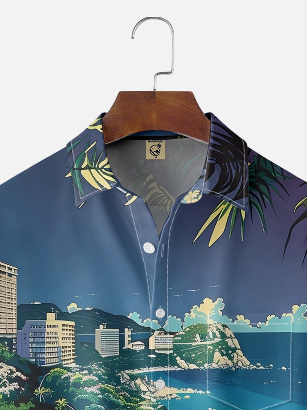 Hardaddy X Artist Clayziq Moisture-wicking Beach Building Scenery Chest Pocket Hawaiian Shirt