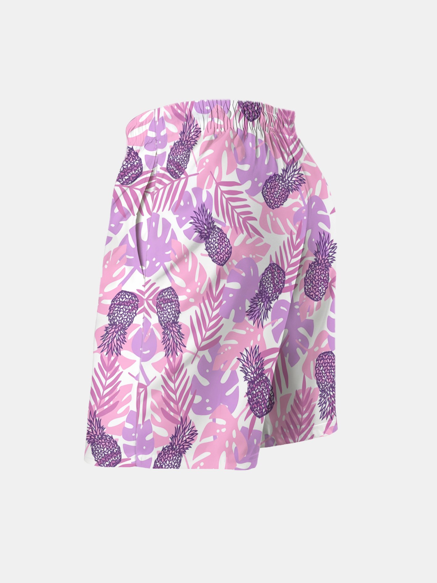 Men's Swim Trunks Hawaiian Tropical Palm Tree Pineapple Beach Shorts with Pockets