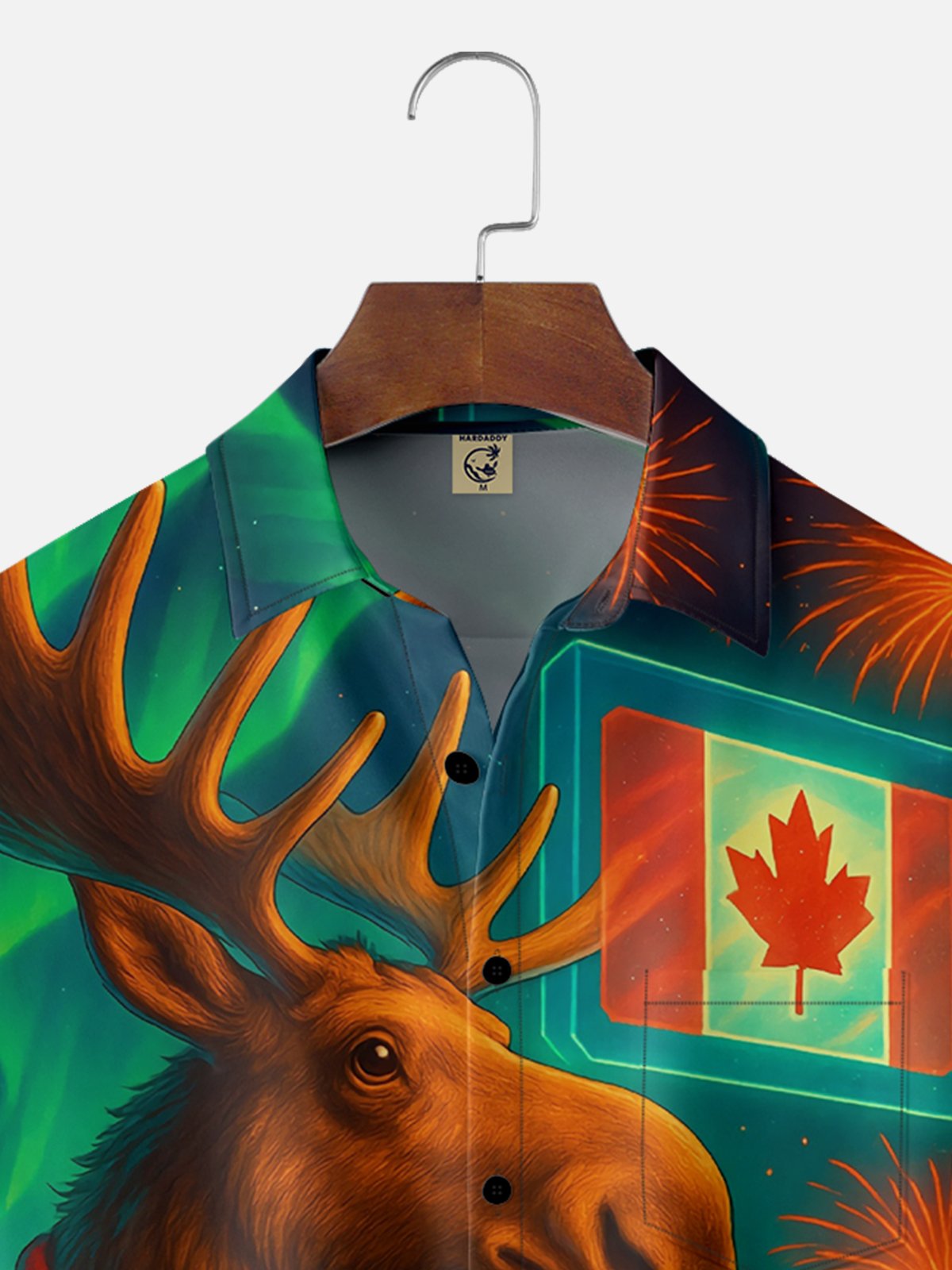 Moisture-wicking Canada Day Reindeer Chest Pocket Casual Shirt