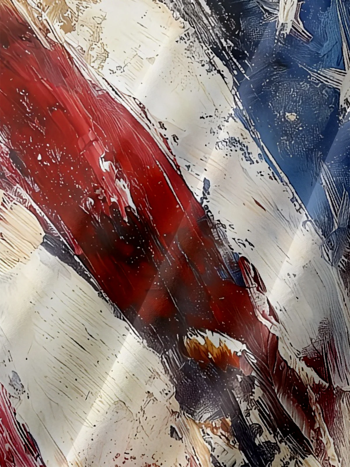 Moisture-wicking American Flag Independence Day Oil Painting Chest Pocket Casual Shirt