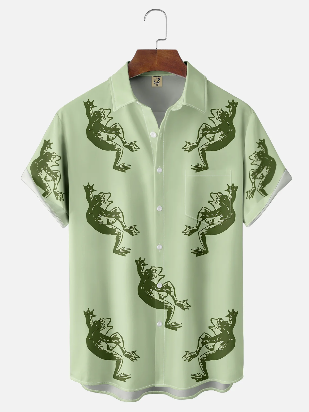 Moisture-wicking Fun and Avant-garde Frog Chest Pocket Hawaiian Shirt