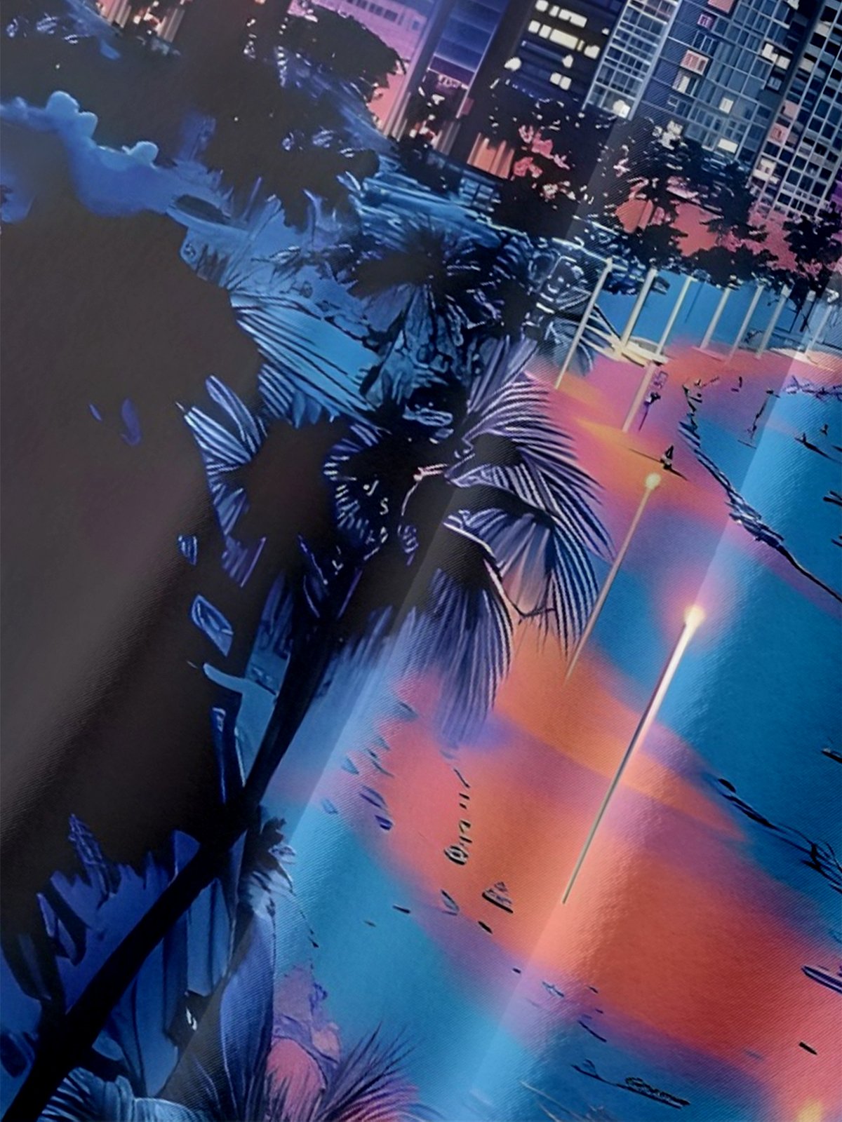 Hardaddy X Artist Clayziq Moisture-wicking Beach Building Scenery Chest Pocket Hawaiian Shirt