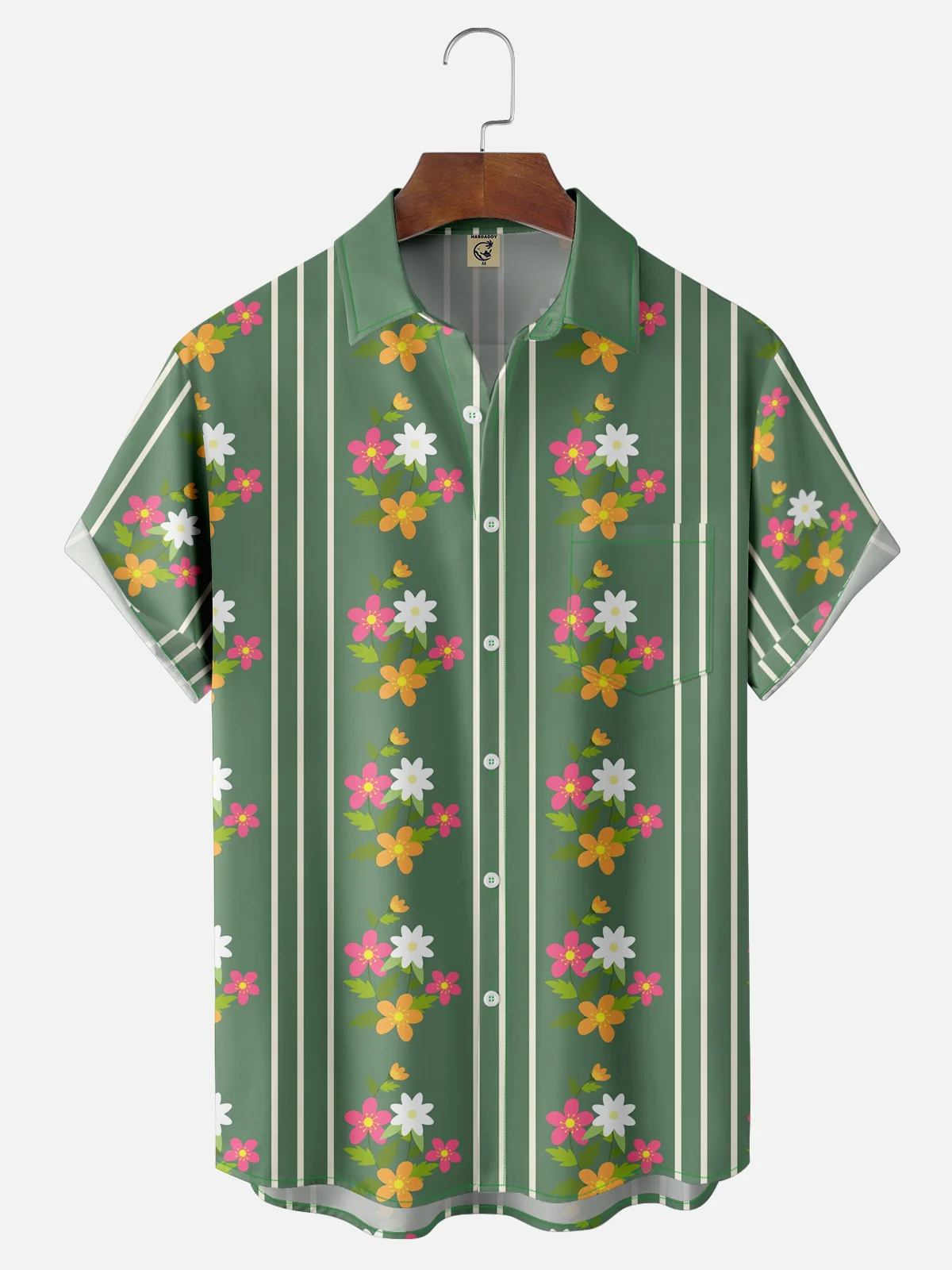 Moisture-wicking Floral Chest Pocket Hawaiian Shirt