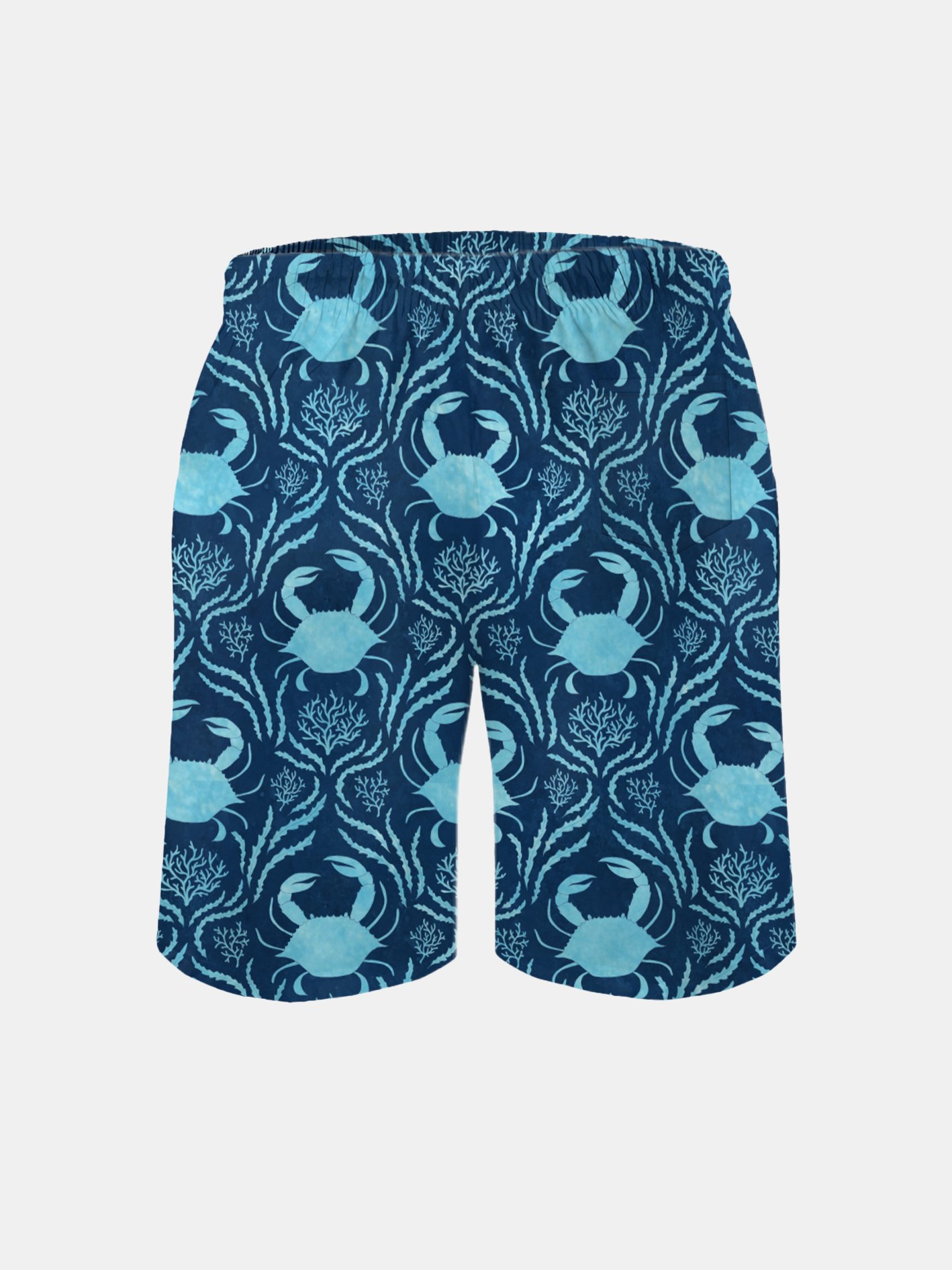 Men's Swim Trunks Hawaiian Marine Crab Beach Shorts with Pockets