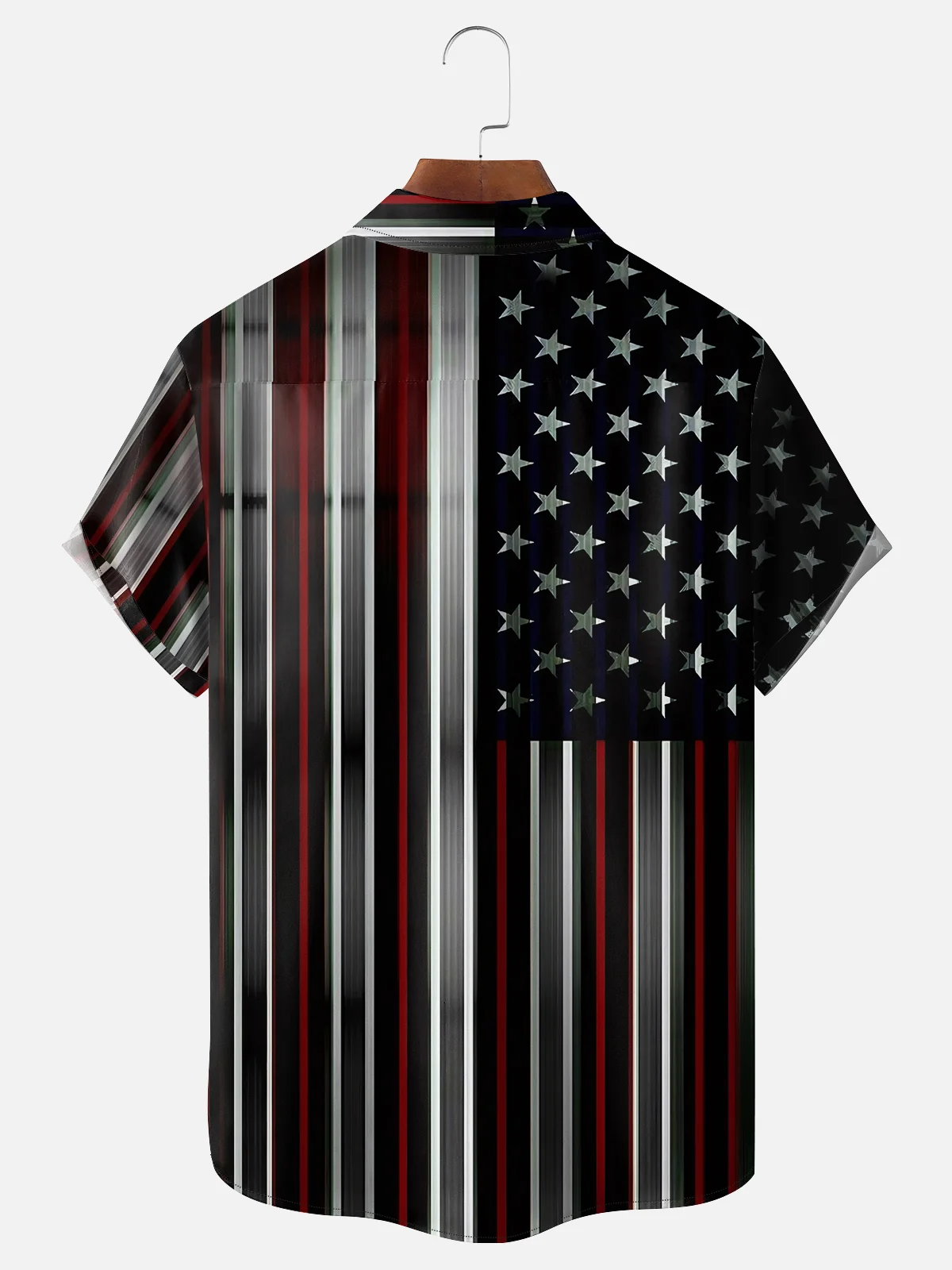 Moisture-wicking American Flag Independence Day Metallic Chest Pocket Casual Shirt