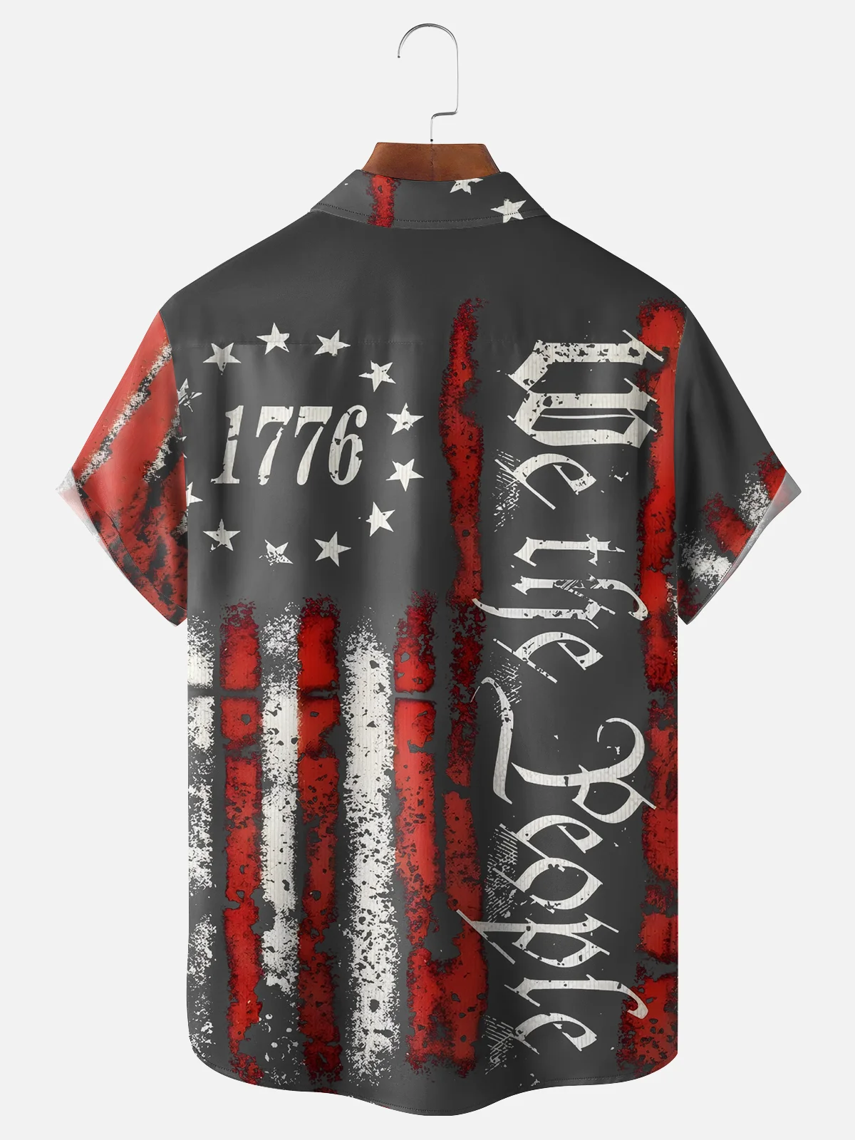 Tall Size Moisture Wicking 1776 Declaration of Independence 4th of July Chest Pocket Hawaiian Shirt