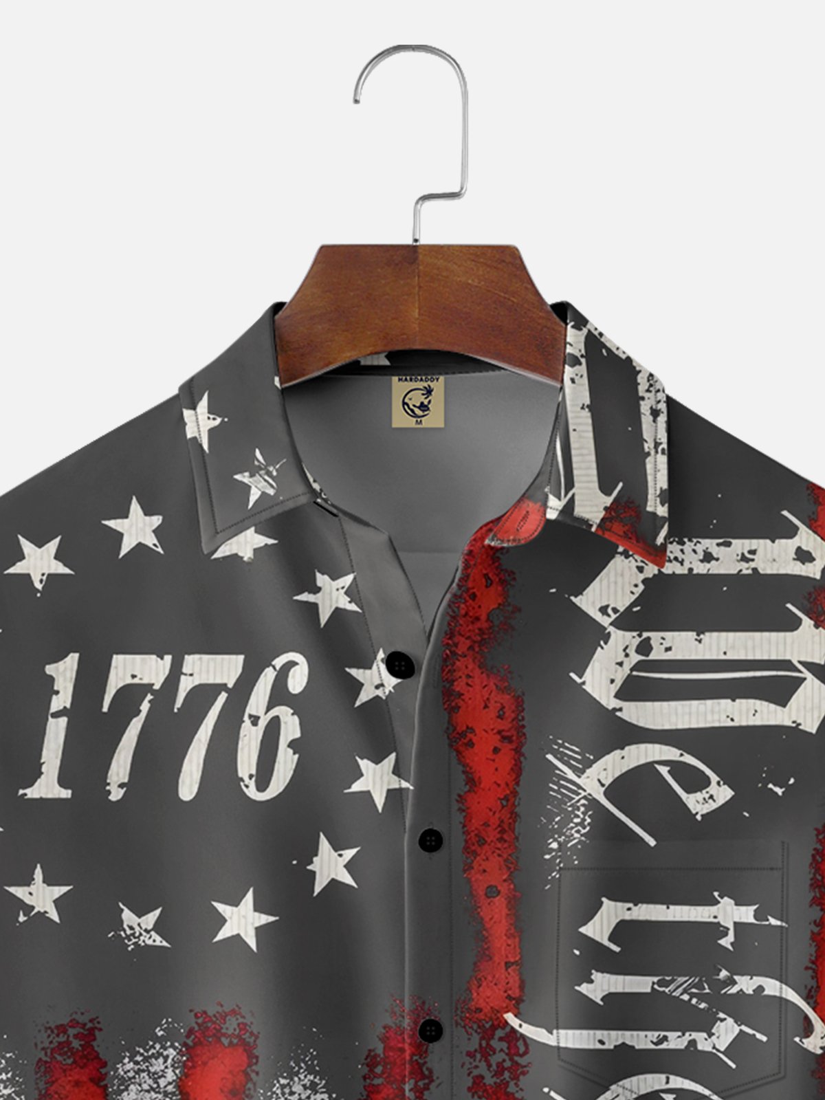 Tall Size Moisture Wicking 1776 Declaration of Independence 4th of July Chest Pocket Hawaiian Shirt