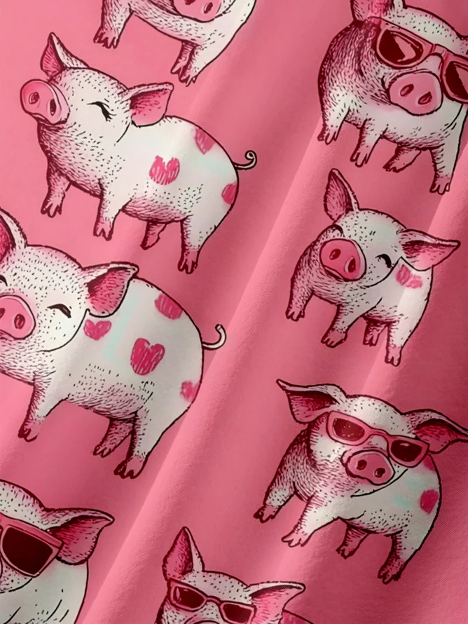 Tall Size Moisture-wicking Fly Pigs Chest Pocket Casual Shirt