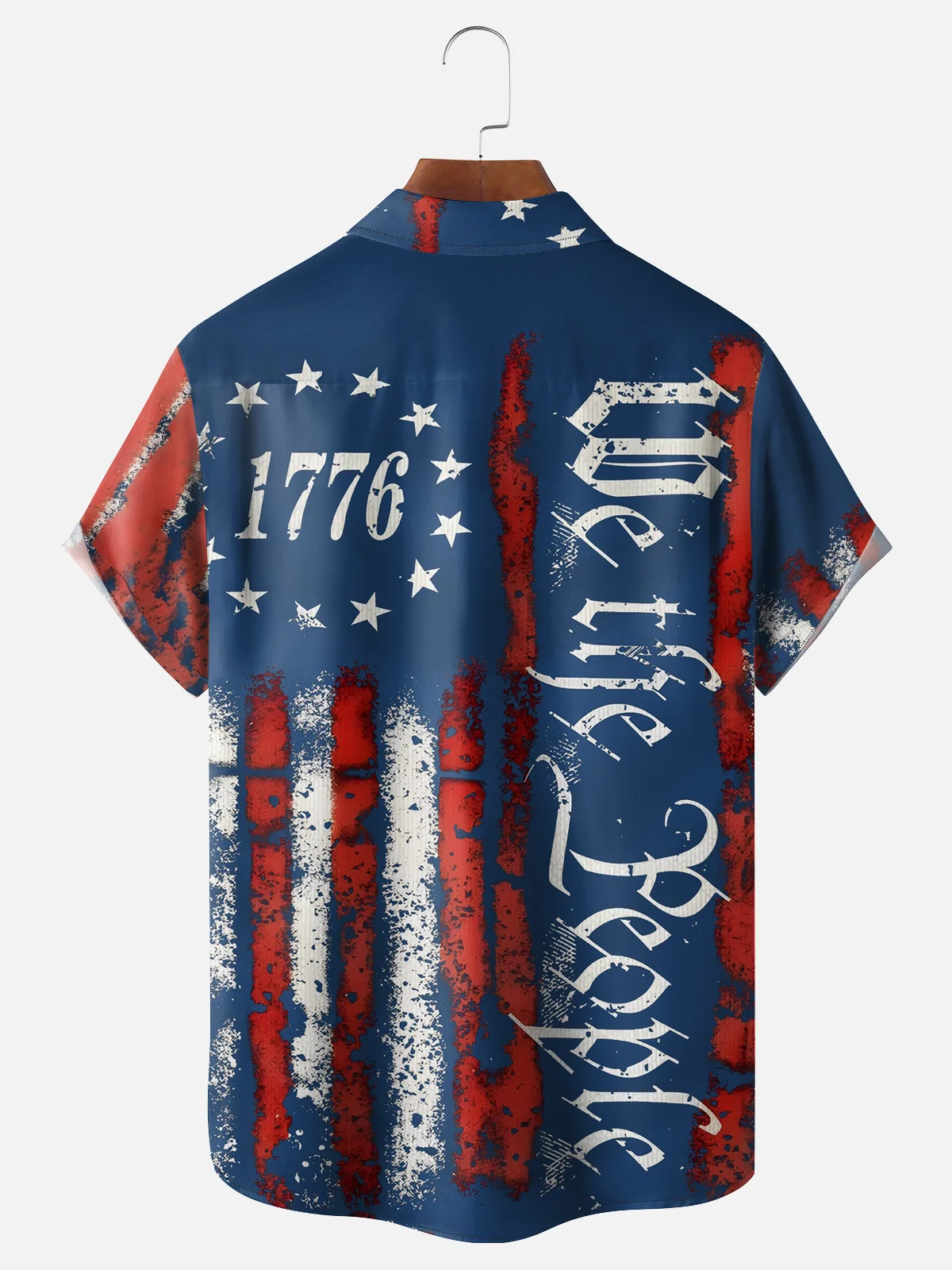 Tall Size Moisture Wicking 1776 Declaration of Independence 4th of July Chest Pocket Hawaiian Shirt