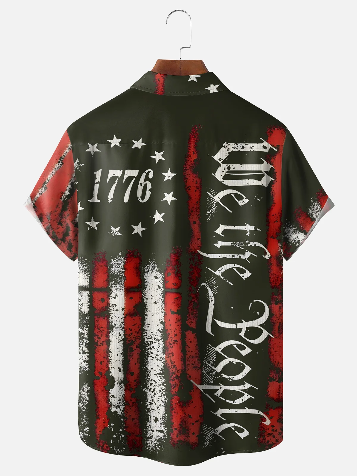 Tall Size Moisture Wicking 1776 Declaration of Independence 4th of July Chest Pocket Hawaiian Shirt