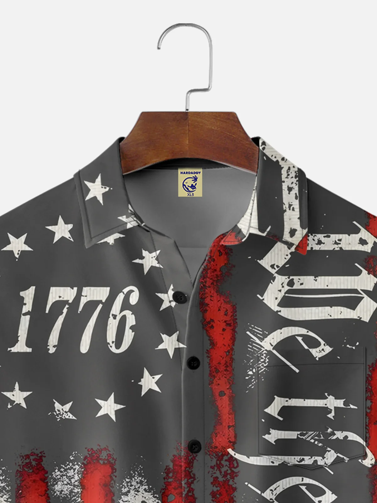 Big Size Moisture Wicking 1776 Declaration of Independence 4th of July Chest Pocket Hawaiian Shirt