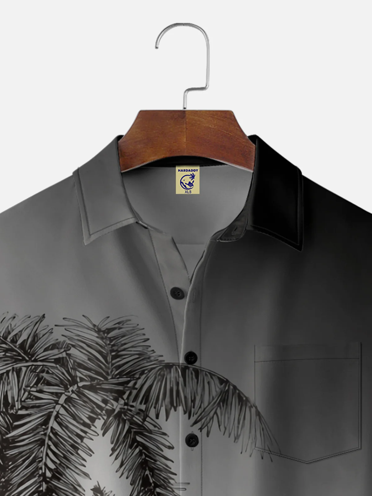 Big Size Moisture-wicking Palm Tree Chest Pocket Hawaiian Shirt