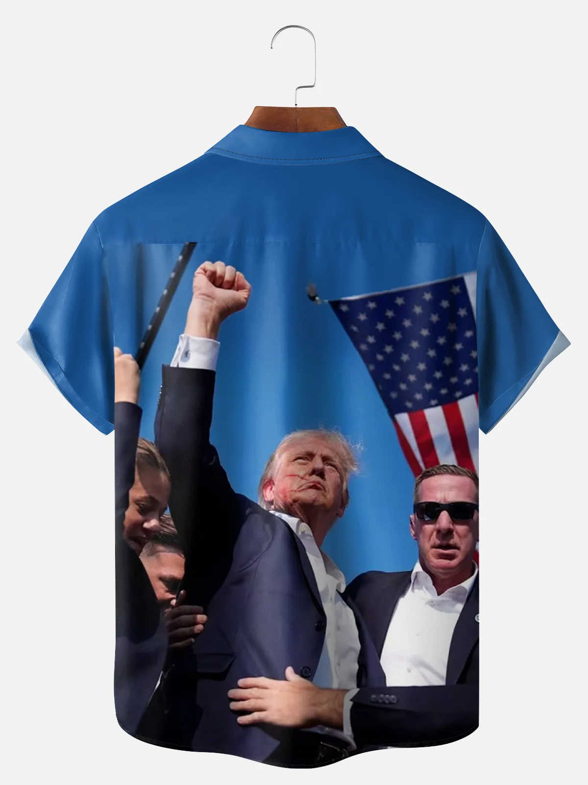 Big Size Moisture-wicking President Trump Chest Pocket Casual Shirt