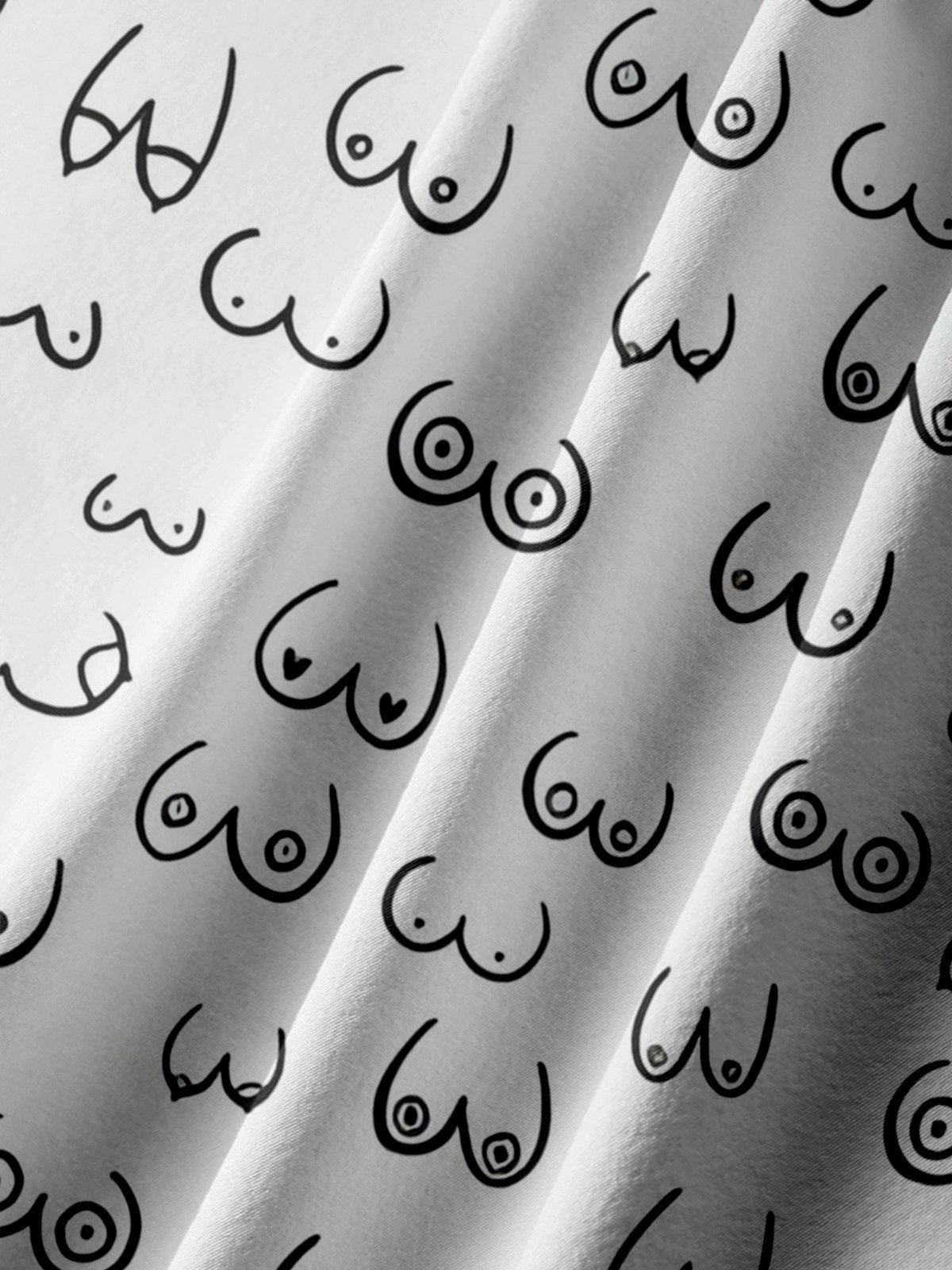 Big Size Moisture-wicking Art Abstract Boobs Line Drawing Chest Pocket Hawaiian Shirt