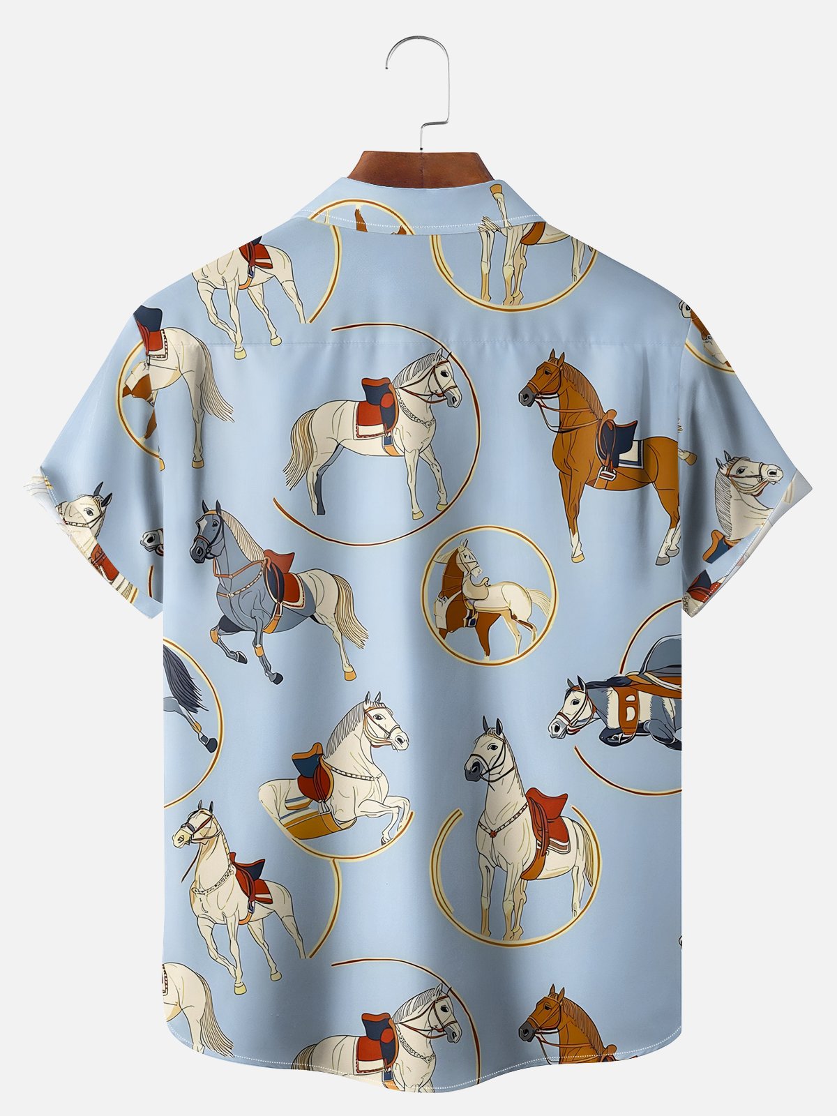 Big Size Moisture-wicking Kentucky Derby Horse Racing Chest Pocket Casual Shirt