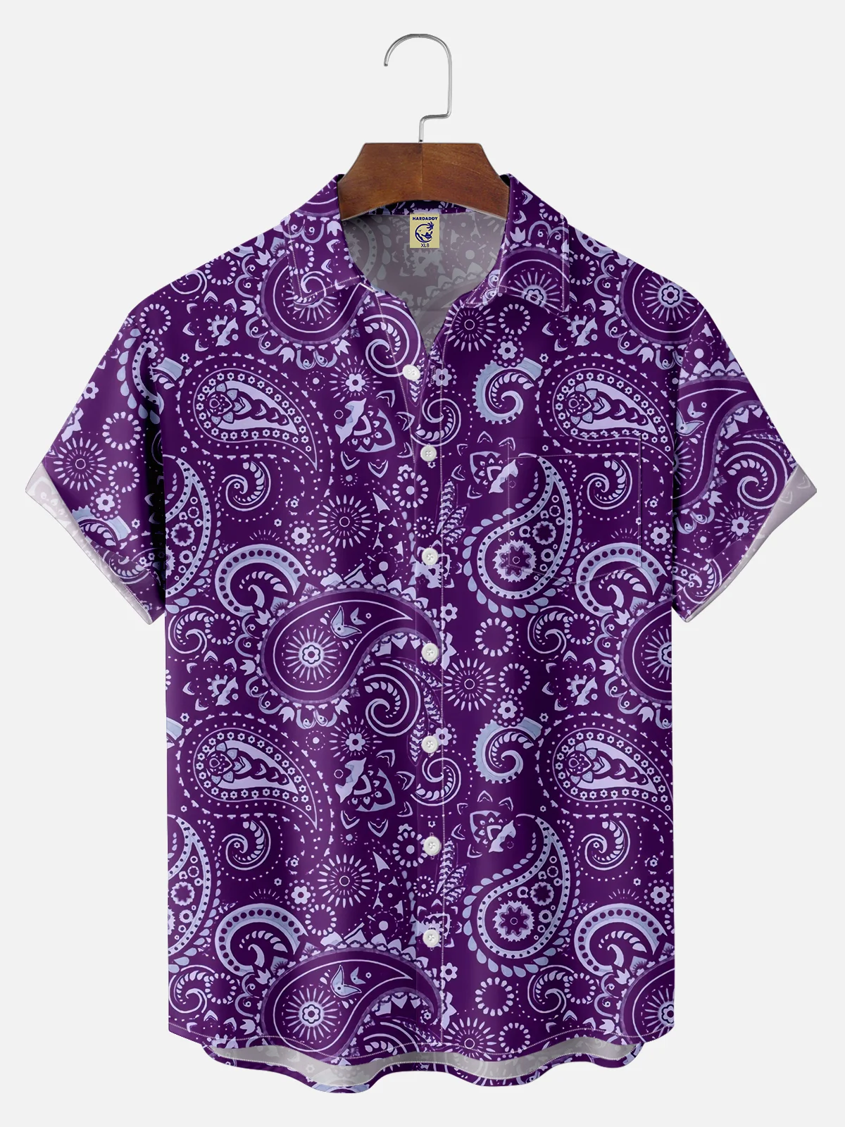 Big Size Moisture-wicking Paisley Floral Chest Pocket Casual Shirt