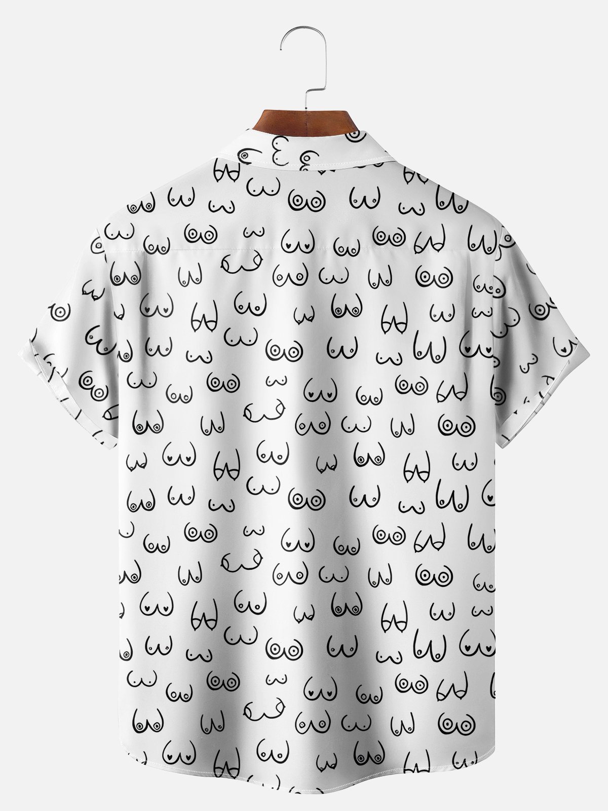 Big Size Moisture-wicking Art Abstract Boobs Line Drawing Chest Pocket Hawaiian Shirt