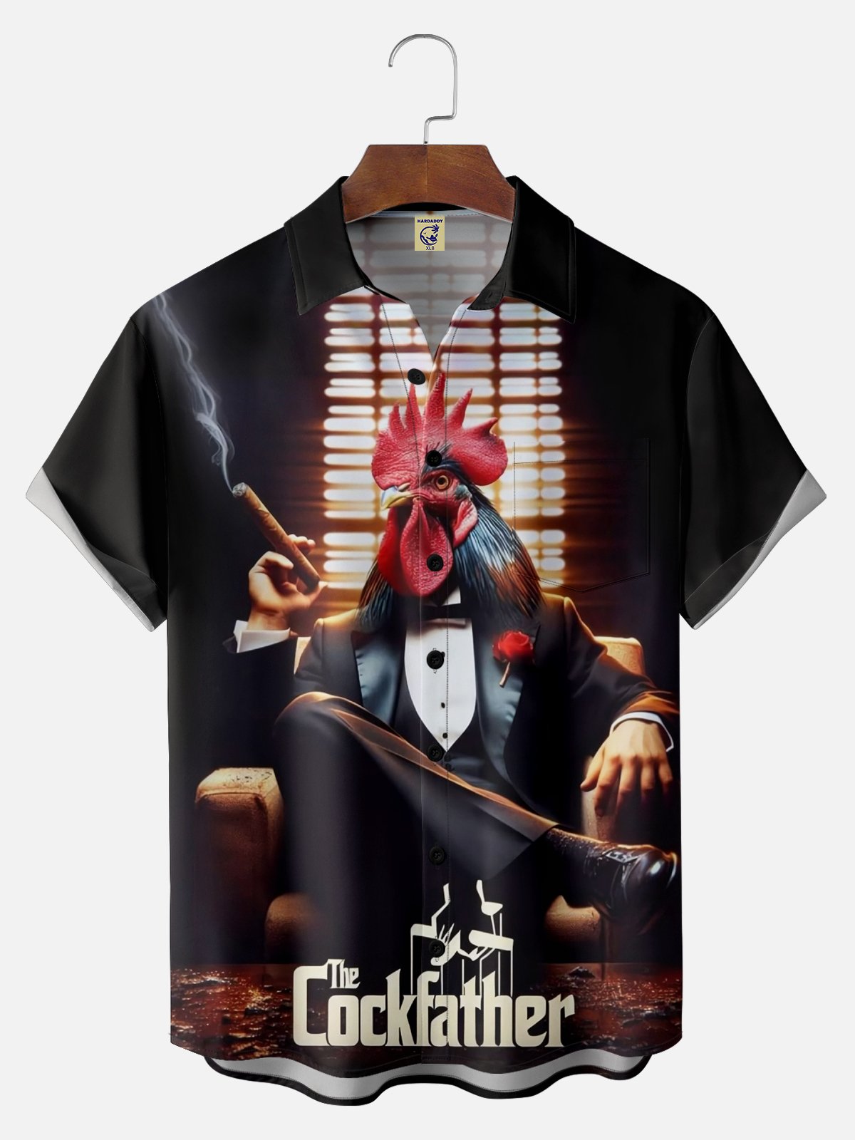 Big Size Moisture-wicking Cockfather Chicken Chest Pocket Casual Shirt