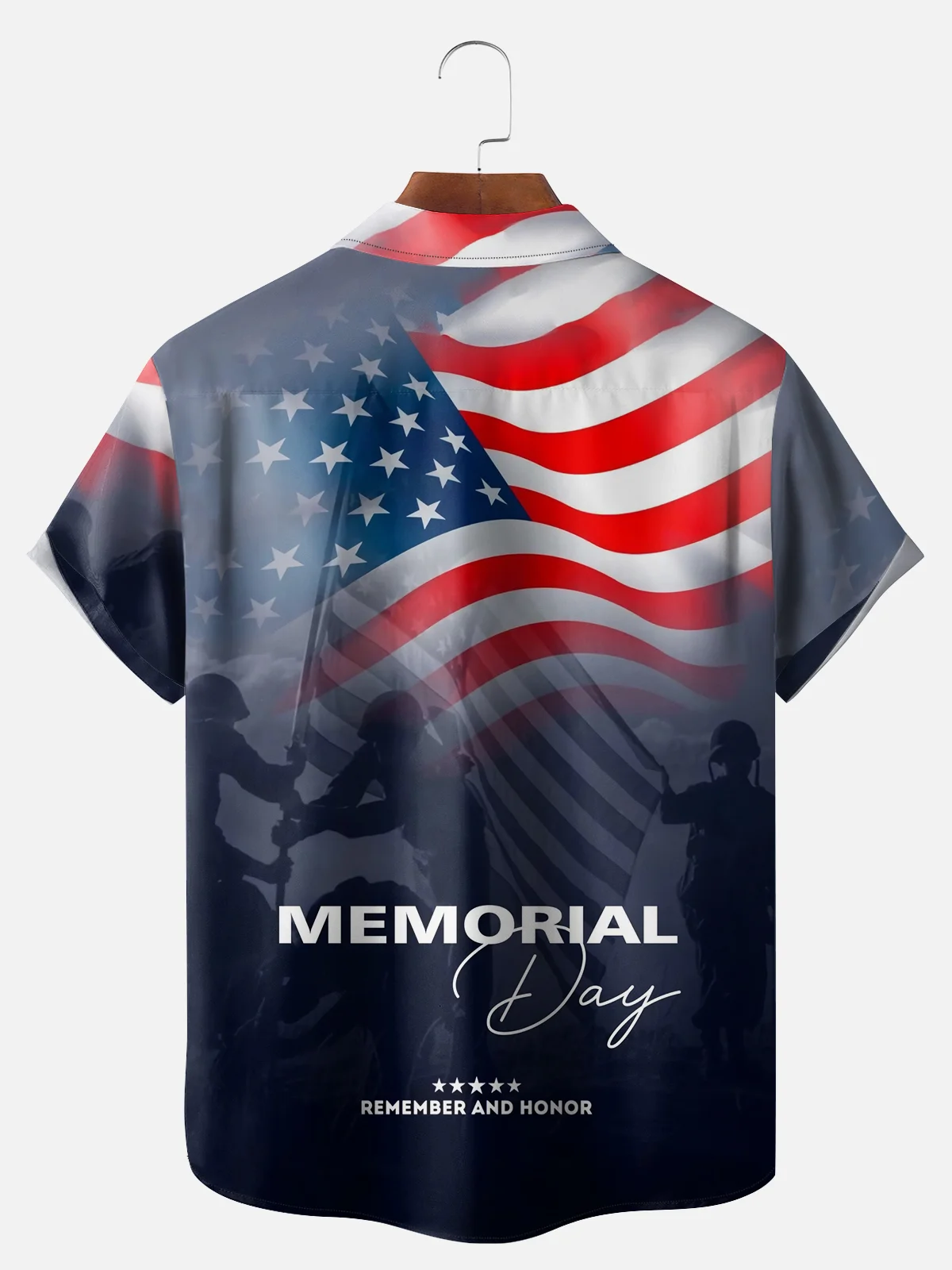 Big Size Moisture-wicking Memorial Day American Flag Chest Pocket Casual Shirt