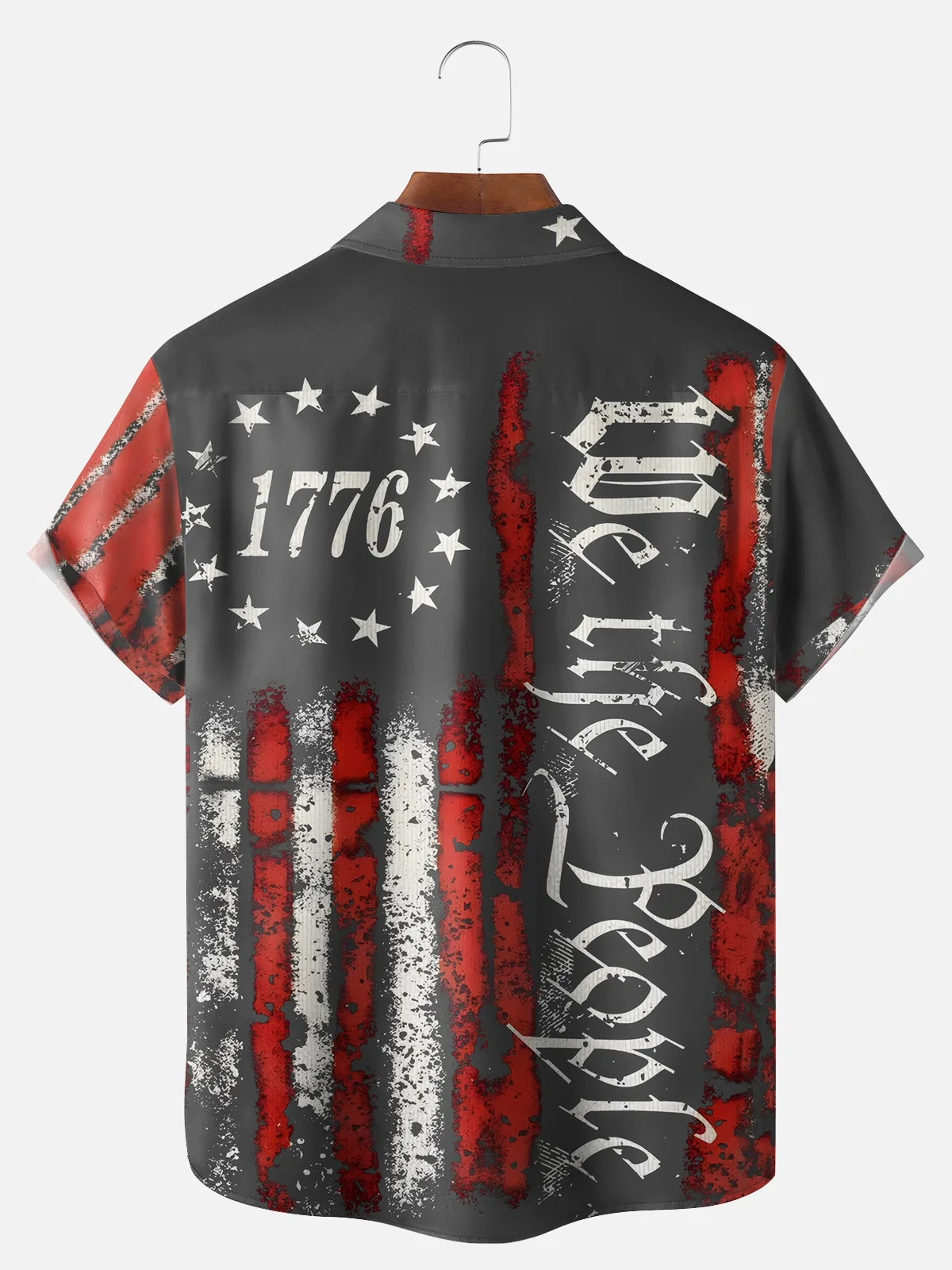 Big Size Moisture Wicking 1776 Declaration of Independence 4th of July Chest Pocket Hawaiian Shirt