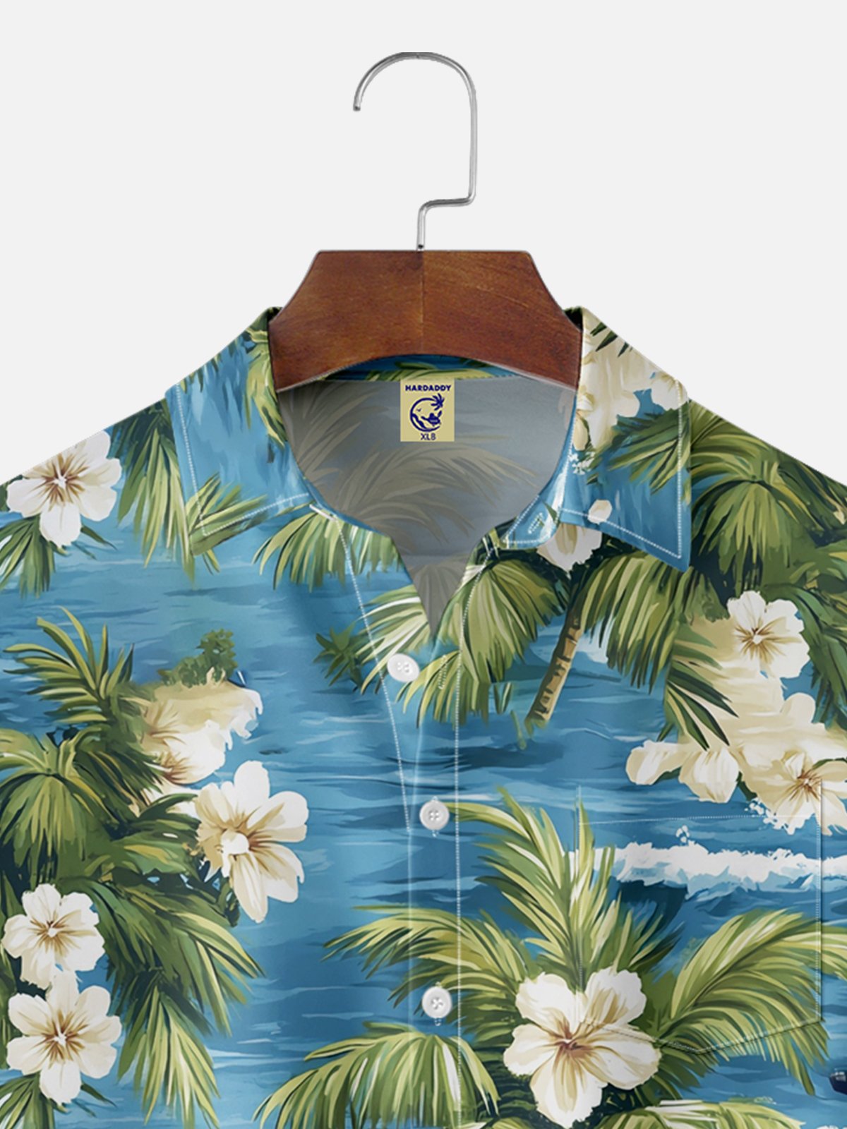 Big Size Moisture-wicking Tropical Hibiscus Flower Chest Pocket Hawaiian Shirt