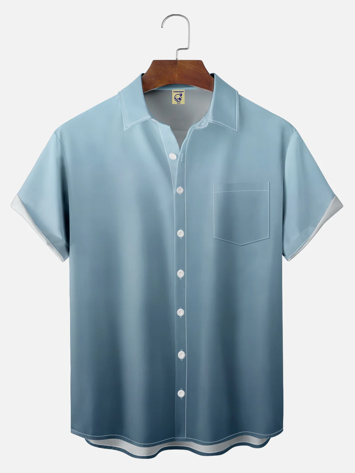 Big Size Moisture-wicking Gradient Color Chest Pocket Casual Shirt