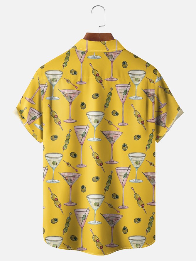 Tall Size Moisture Wicking Cocktail Chest Pocket Hawaiian Shirt