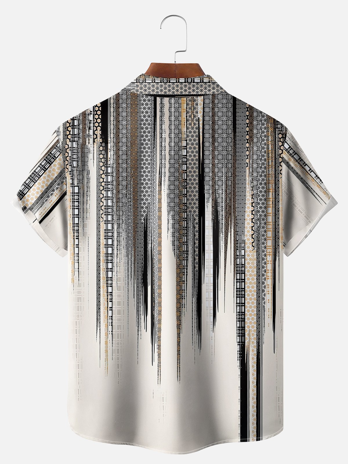 Big Size Moisture-wicking Classic Abstract Textured Vertical Stripe Chest Pocket Casual Shirt