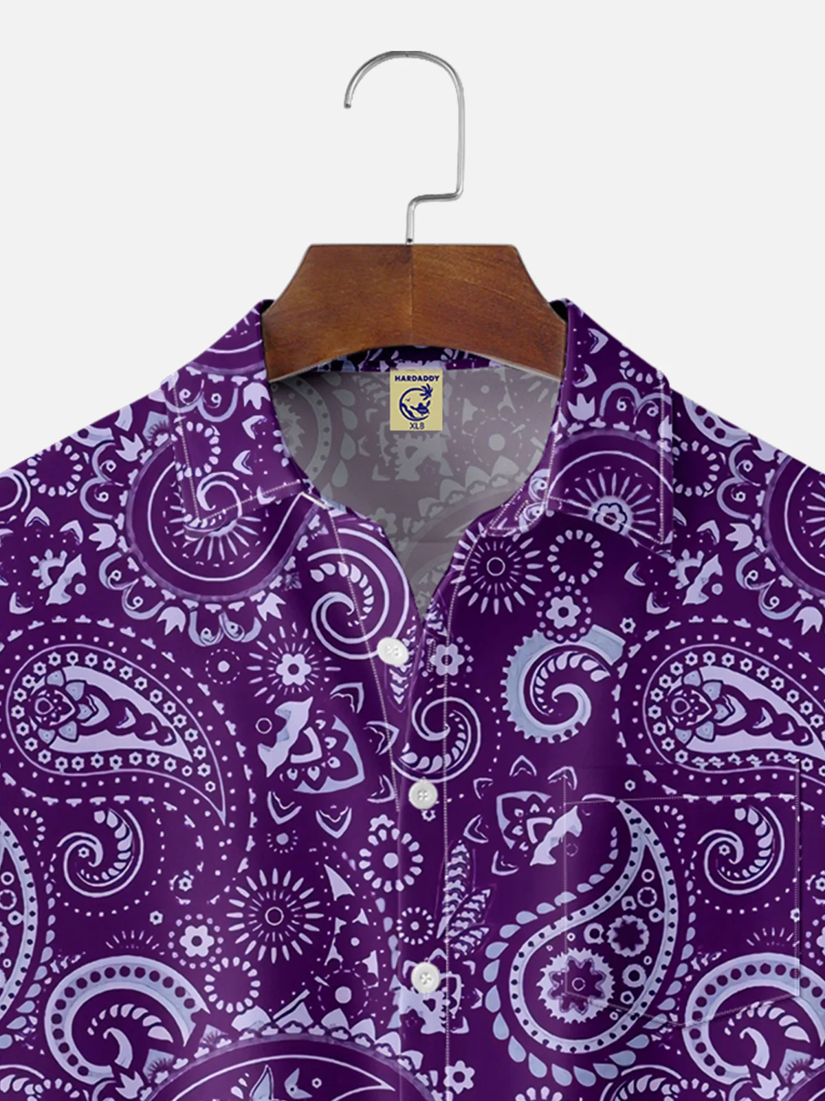 Big Size Moisture-wicking Paisley Floral Chest Pocket Casual Shirt