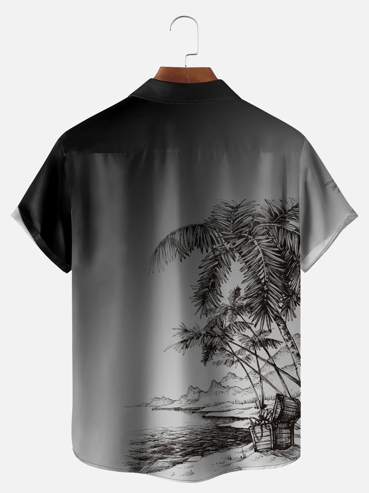 Big Size Moisture-wicking Palm Tree Chest Pocket Hawaiian Shirt