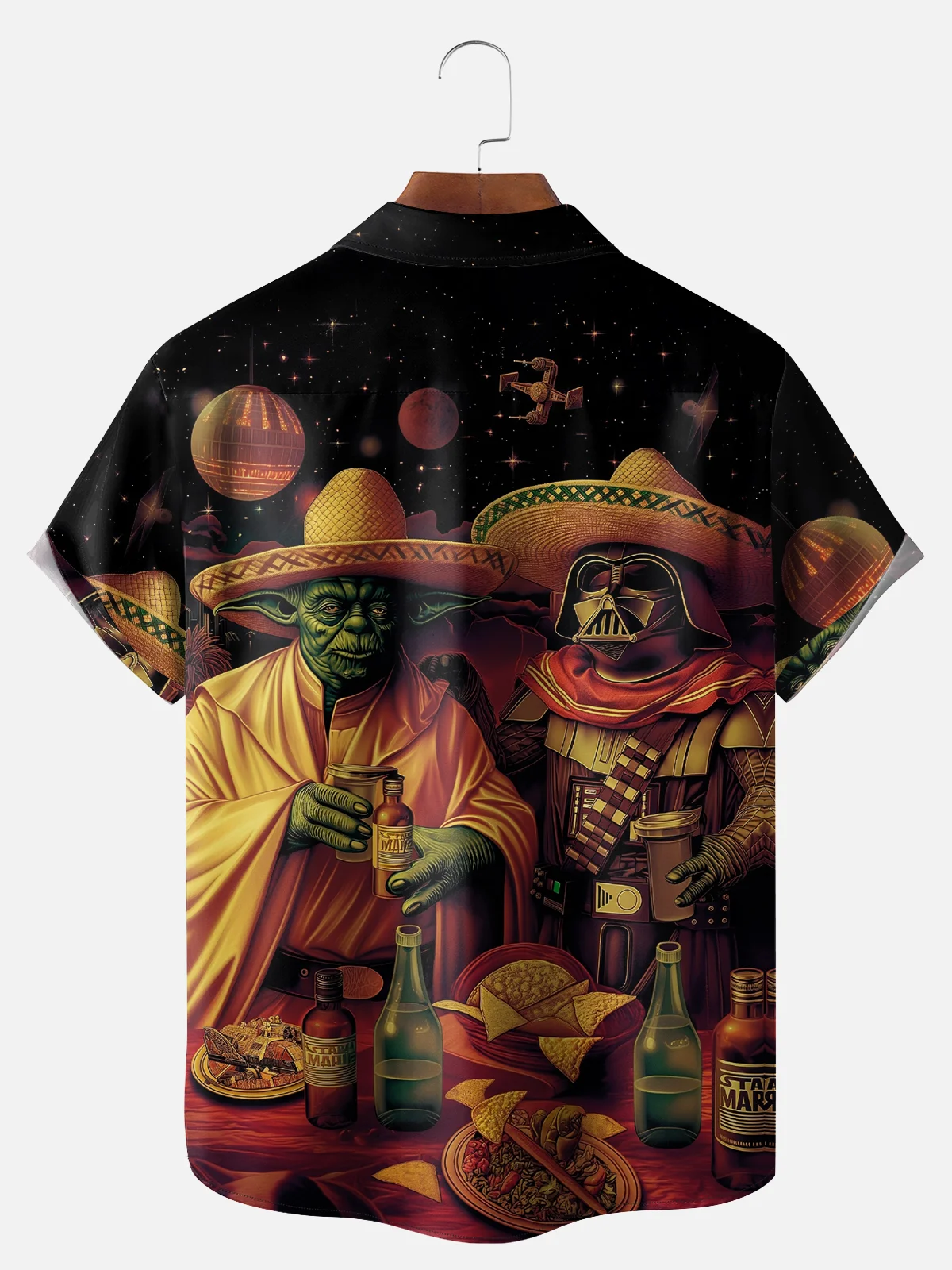 Big Size Moisture Wicking Cinco de Mayo Big Hat Star Chest Pocket Hawaiian Shirt