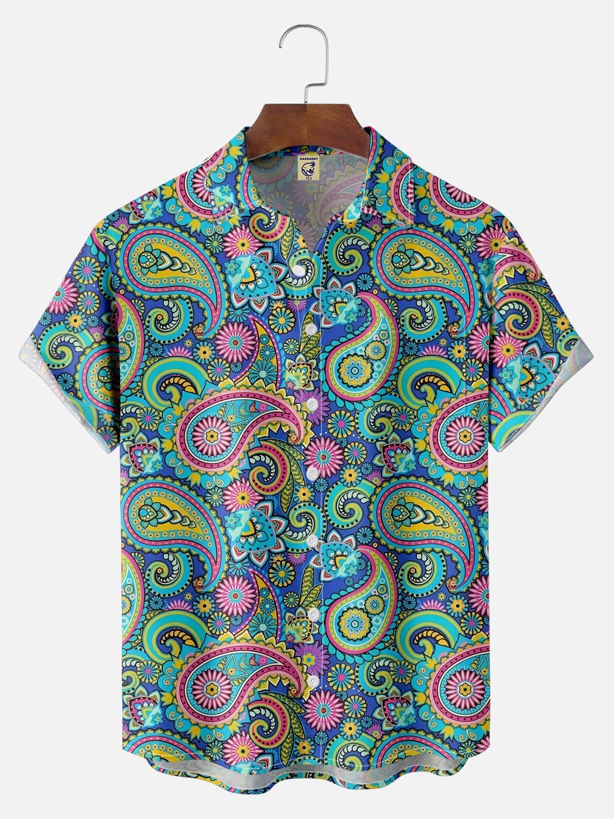 Big Size Moisture Wicking Paisley Chest Pocket Hawaiian Shirt
