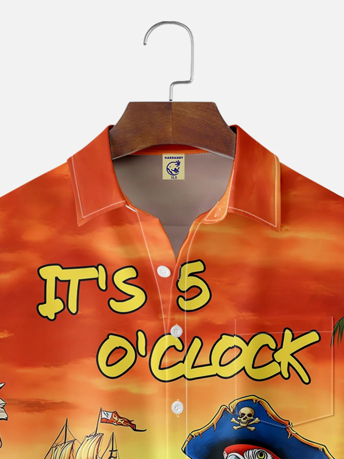 Big Size Moisture Wicking 5 O'Clock Hawaiian Parrot Chest Pocket Casual Shirt