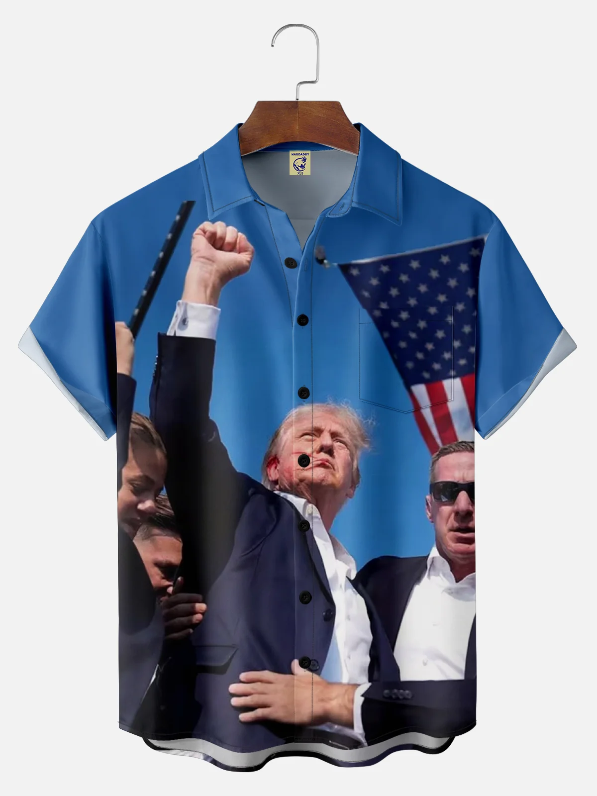 Big Size Moisture-wicking President Trump Chest Pocket Casual Shirt