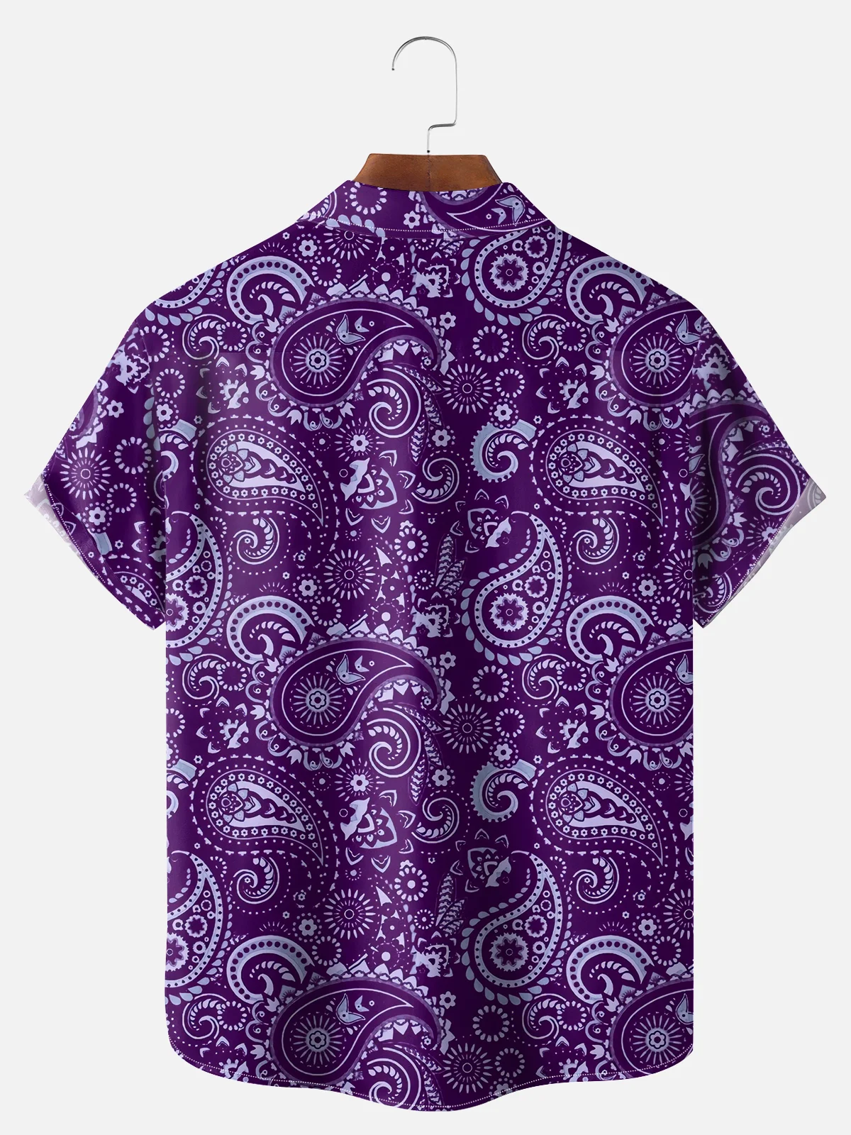 Big Size Moisture-wicking Paisley Floral Chest Pocket Casual Shirt
